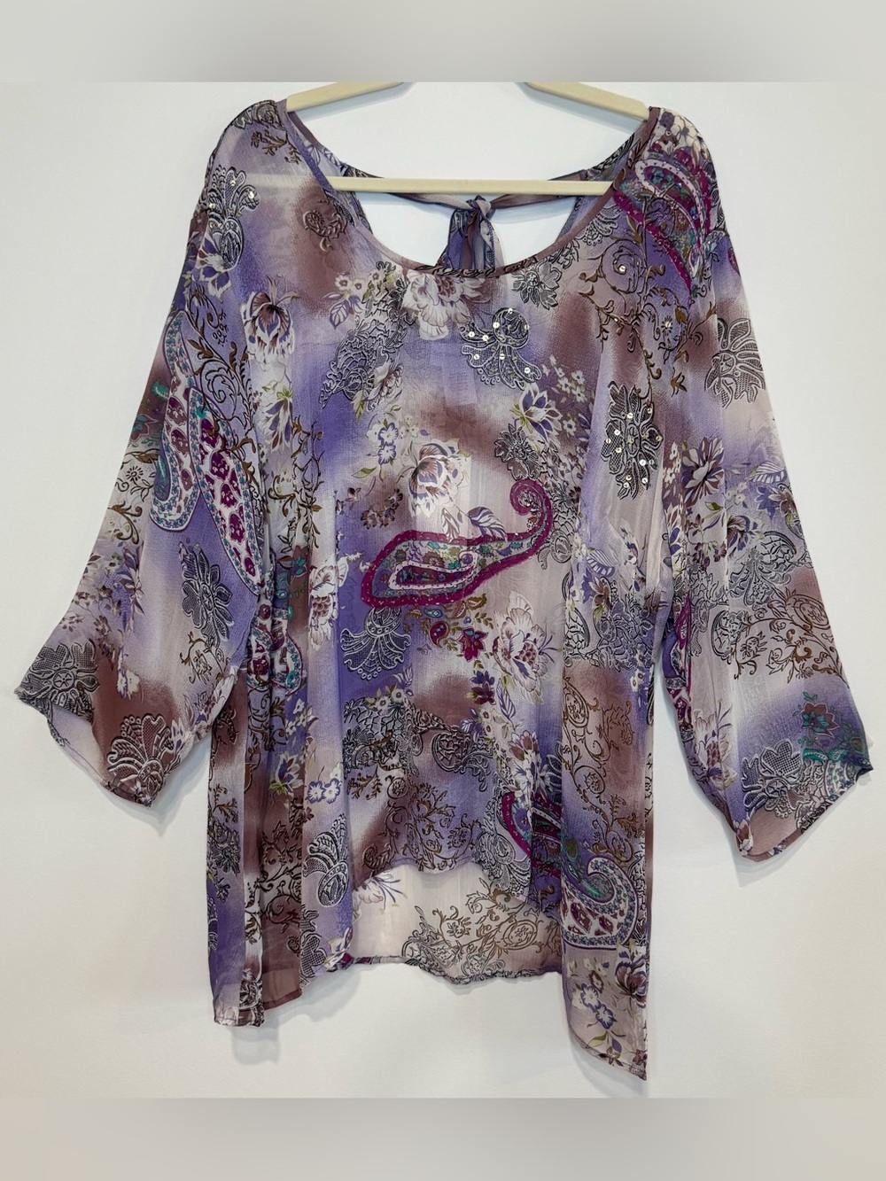 NEW Soft Surroundings Women’s Sheer Floral Paisley Tunic Blouse Coverup Size 2X